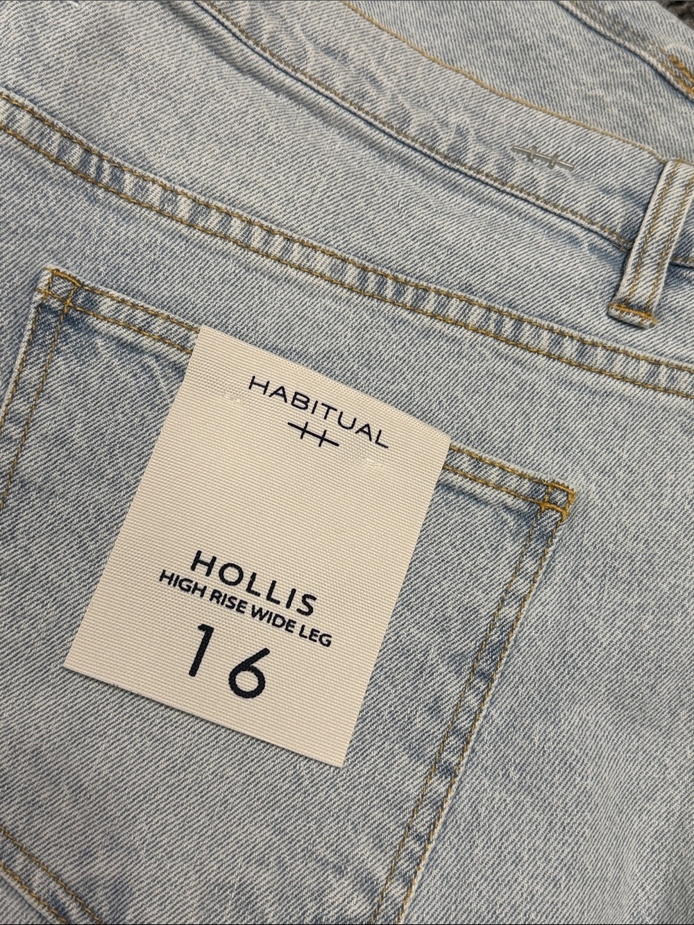Habitual Hollis High Rise Wide Leg Jeans Sz 16 Light Wash Casual Classic NWT - Picture 4 of 7